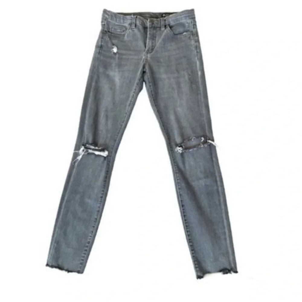 BlankNYC Grey Distressed Mid Rise Ankle Frayed Raw Tequila Skinny Jeans sz 27